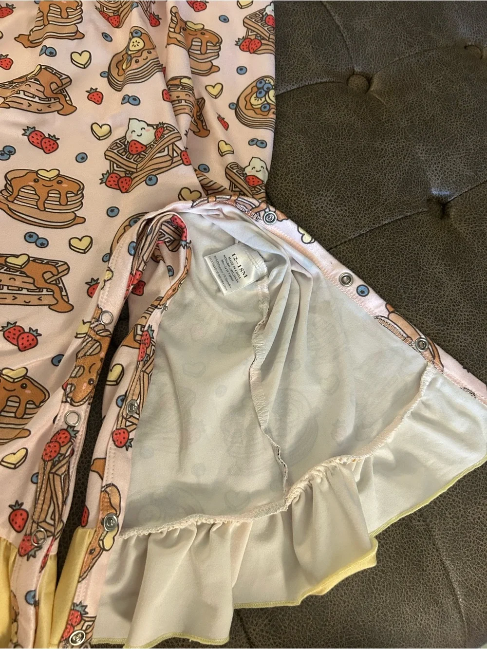 Kids Pancake Print Yellow Ruffle Romper - Unbranded